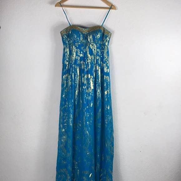 Aidan Mattox Dresses & Skirts - Aidan Mattox Formal Gown Dress blue gold size 6